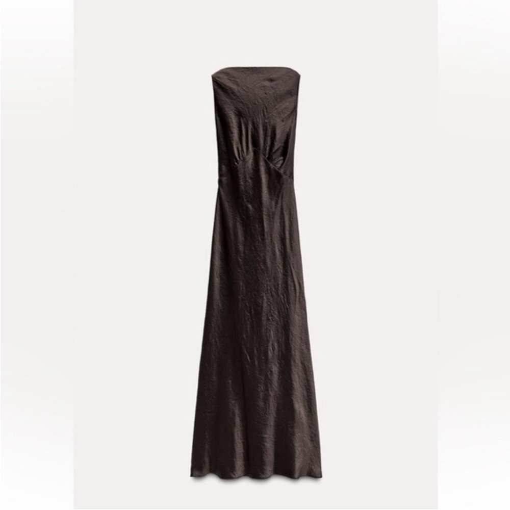 ZARA WRINKLED SATIN EFFECT DRESS - Picture 15 of 15